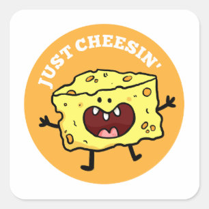 Nur Cheesin' Niedlicher Käse-Pucker Quadratischer Aufkleber