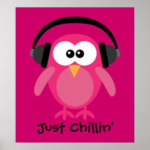 Nur Chillin rosa Schüssel mit Kopfhörern Poster
