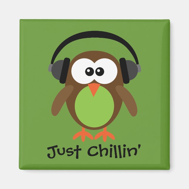 Nur Chillin-Schüssel mit Kopfhörern Magnet (Vorne)