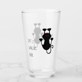 Nur da hängen schwarze Katze Cartoon lustiger Text Glas