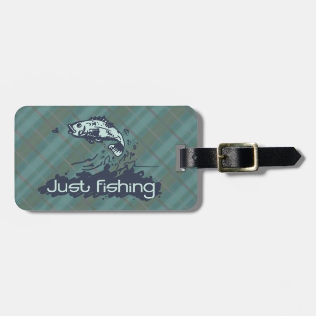 Nur das Fischen von Tartan Fisch ID Gepäckanhänger (Vorderseite horizontal)