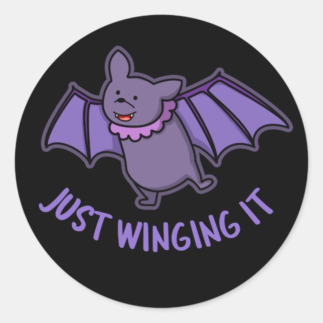 Nur das Gezwitscher Bat Pun Dark BG Runder Aufkleber (Vorderseite)