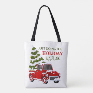 Nur die Feiertagsfuhre mit dem roten Lastwagen Wei Tasche
