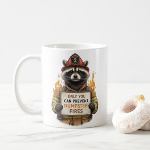 Nur du kannst Müllcontainerbrände verhindern Kaffeetasse