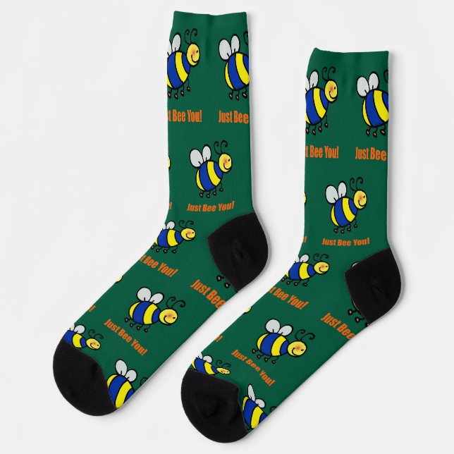 Nur du Niedlicher Cartoon Bee Art sein Socken (Linkes Detail)