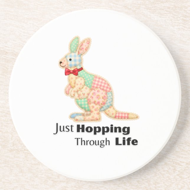 Nur durch das Leben hoppeln Känguru-Design Getränkeuntersetzer (Vorne)