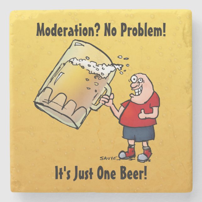 Nur ein BIG Bier Typ Cartoon Stone Untersetzer (Vorderseite)