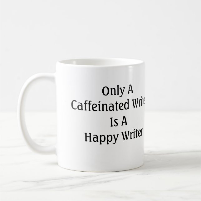 Nur ein Caffeinated Verfasser ist ein glücklicher Kaffeetasse (Links)
