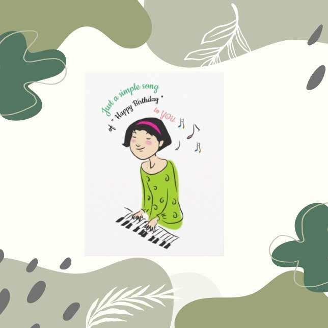 Nur ein einfaches Lied, ein Mädchen, das zum Gebur Karte (Von Creator hochgeladen)