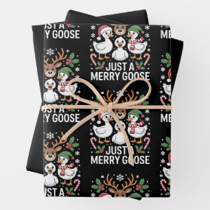 Nur ein fröhlicher Gänse-Weihnachts-Rentier-Zucker Geschenkpapier Set