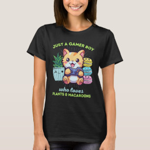 Nur ein Gamer Boy, der Pflanze Macaroons Liebe T-Shirt