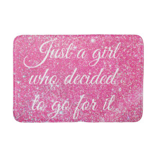 NUR EIN GIRL, DAS SCHNELL-Hot-Pink-Glitzer ENTSCHL Badematte