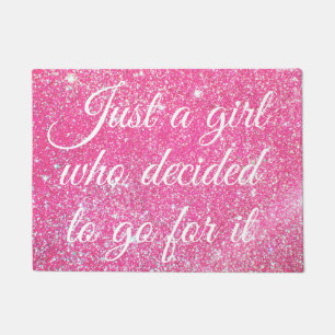 NUR EIN GIRL, DAS SCHNELL-Hot-Pink-Glitzer ENTSCHL Fußmatte