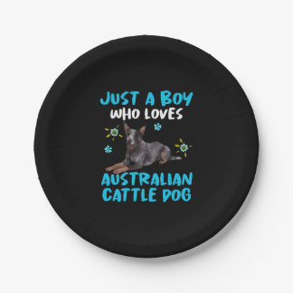 Nur ein Junge, der australische Rinderhunde Liebe Pappteller
