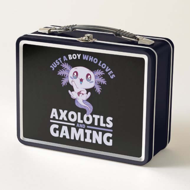 Nur ein Junge, der Axolotalen und Gaming Liebe Metall Brotdose (Vorderseite)