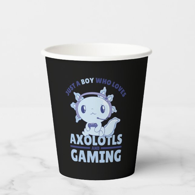 Nur ein Junge, der Axolotalen und Gaming Liebe Pappbecher (Vorderseite)
