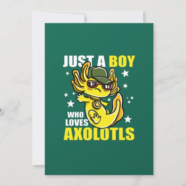 Nur ein Junge, der axolotls Niedliche Kawaii Liebe Einladung (Vorderseite)