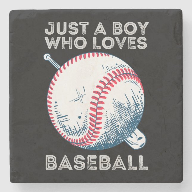 Nur ein Junge, der Baseball Liebe Steinuntersetzer (Vorderseite)