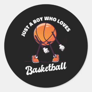 Nur ein Junge, der Basketball Lieben - Basketballj Runder Aufkleber