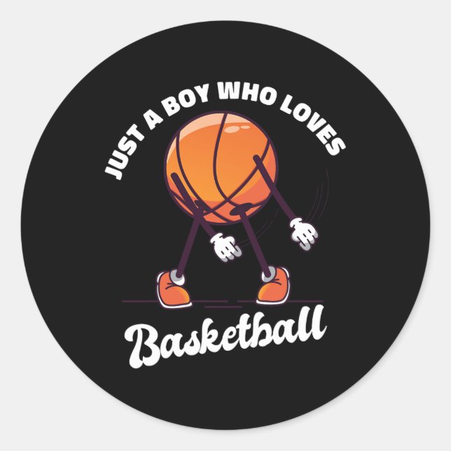 Nur ein Junge, der Basketball Lieben - Basketballj Runder Aufkleber (Vorderseite)