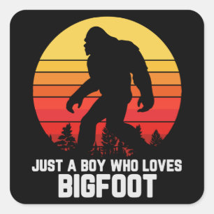 Nur ein Junge, der BIGFOOT Liebe Bigfoot Retro Quadratischer Aufkleber