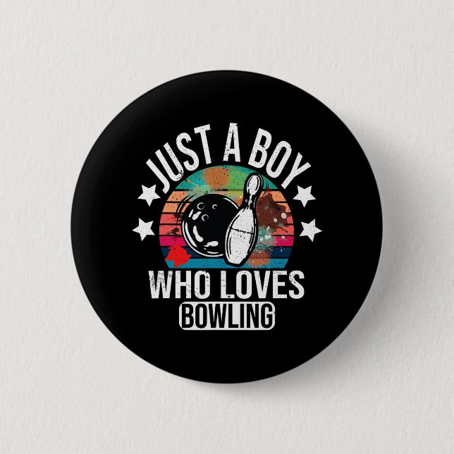 Nur ein Junge, der Bowling Boys Bowler Liebe Button (Vorderseite)