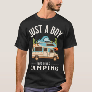 Nur ein Junge, der Camping liebt - Bunter Camper V T-Shirt