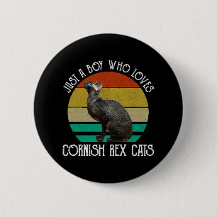 Nur ein Junge, der Cornish Rex Katzen liebt Button