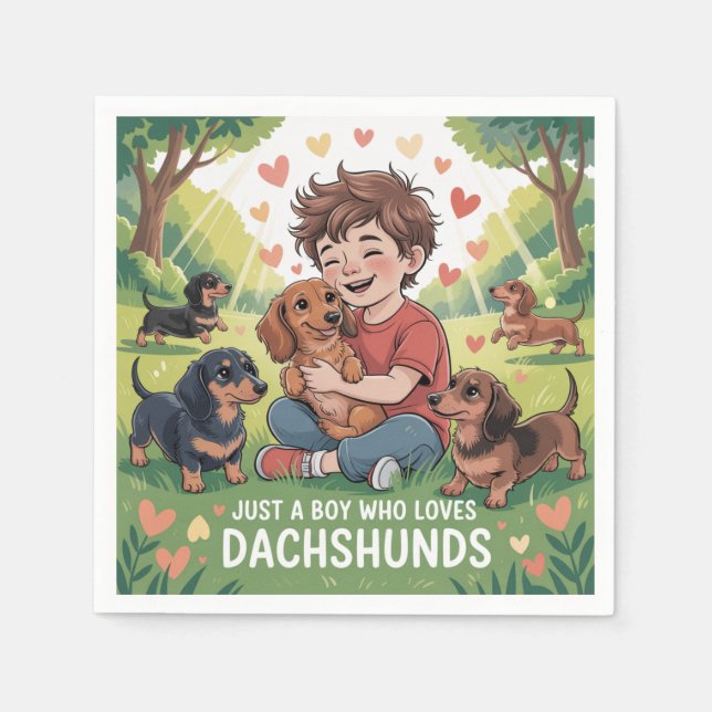Nur Ein Junge, Der Dachshunde Liebt Serviette (Vorderseite)