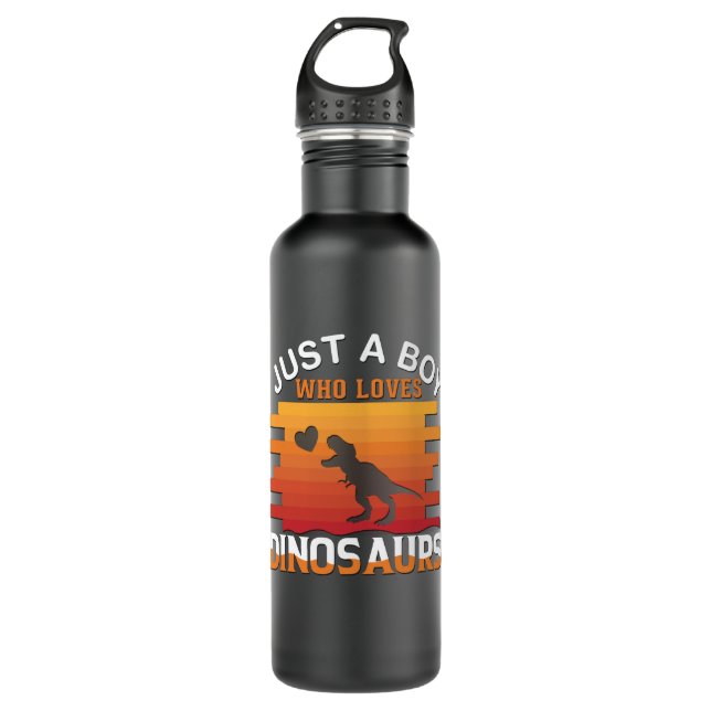Nur ein Junge, der Dinosaurier Liebe | Dinosaurier Edelstahlflasche (Vorderseite)