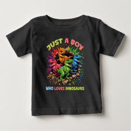 Nur ein Junge, der Dinosaurier liebt Baby T-shirt