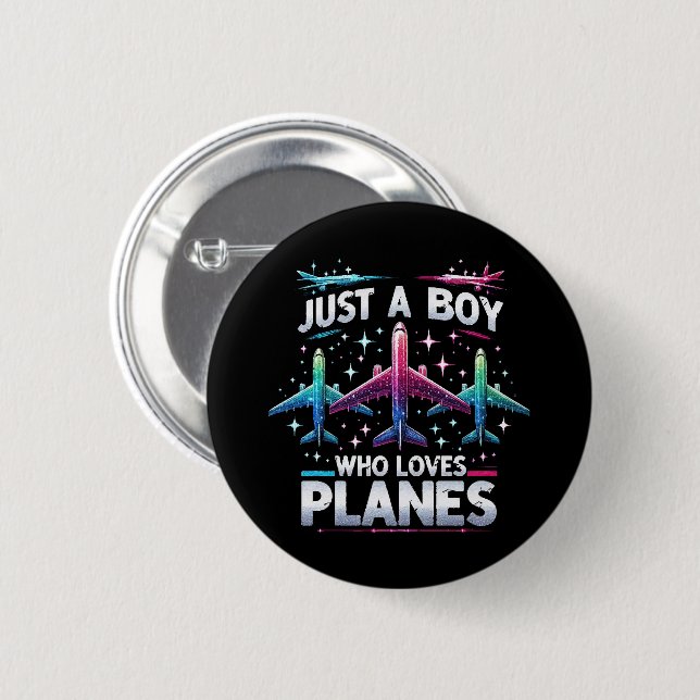 Nur ein Junge, der Flugzeug Liebe Button (Vorne & Hinten)