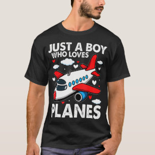 Nur ein Junge, der Flugzeuge liebt Flugzeug Luftfa T-Shirt