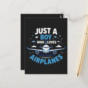 Nur ein Junge, der Flugzeuge liebt Postkarte