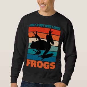 Nur ein Junge, der Frösche Liebe - Retro-Tier Sweatshirt