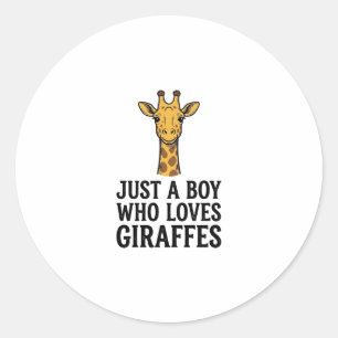 Nur ein Junge, der Giraffen liebt, süßes Giraffen- Runder Aufkleber