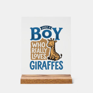 Nur ein Junge, der Giraffen liebt, Vintage-Shirt-D Acrylschild