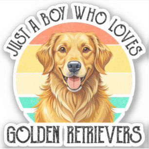 Nur ein Junge, der Golden Retriever liebt Aufkleber
