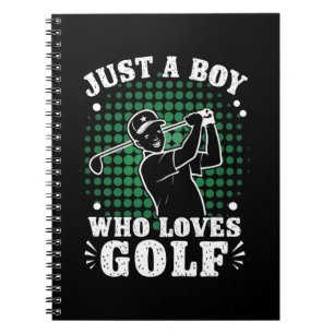 Nur ein Junge, der Golfclub-Golfer Golfspielen lie Notizblock