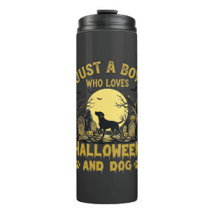 Nur ein Junge, der Halloween-Hund Vollmond liebt Thermosbecher