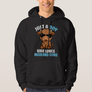 Nur ein Junge, der Hochland-Kühe-Hochland-Rinder L Hoodie