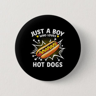 Nur ein Junge, der Hot Dogs Grillen Liebe Button