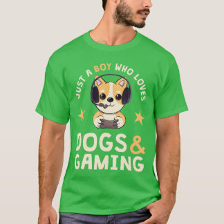 Nur ein Junge, der Hunde und Gaming liebt, süßer G T-Shirt