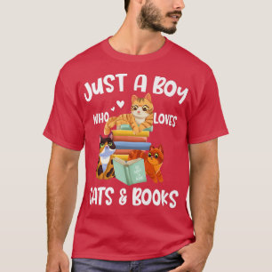 Nur ein Junge, der Katzen und Bücher Liebe T-Shirt