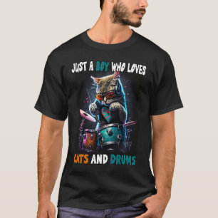 Nur ein Junge, der Katzen und Trommeln liebt Süße  T-Shirt