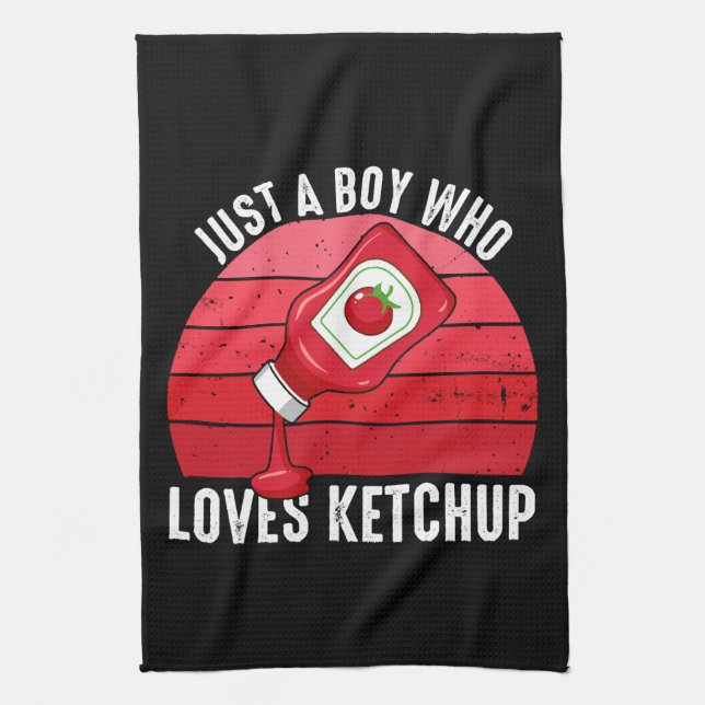 Nur ein Junge, der Ketchup Lieben Geschirrtuch (Vertikal)