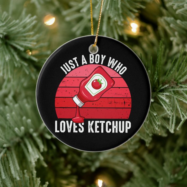 Nur ein Junge, der Ketchup Lieben Keramik Ornament (Baum)