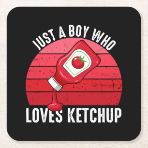Nur ein Junge, der Ketchup Lieben Rechteckiger Pappuntersetzer