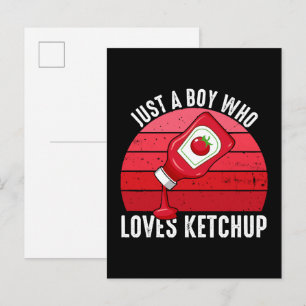 Nur ein Junge, der Ketchup liebt Einladungspostkarte