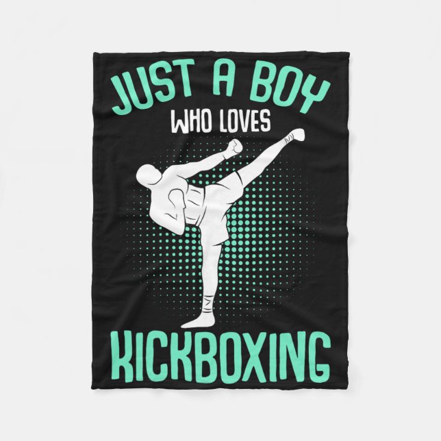 Nur ein Junge, der Kickboxen liebt Kickboxer Kinde Fleecedecke (Vorderseite)